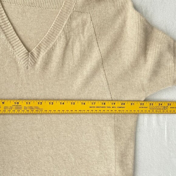 REPEAT V-Neck Oversized Cashmere Wool Sweater Pockets Cream Womens‎ 38/S - Picture 8 of 11